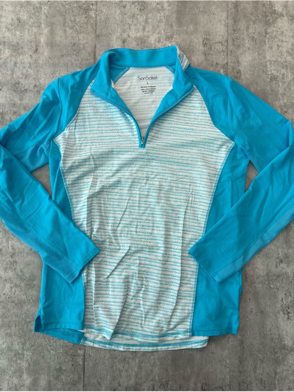 SunSoleil Turquoise Quarter-Zip Long Sleeve Pullover